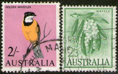 Australia Serie X 2 Sellos Fauna: Aves = Flores Años 1963-65