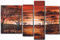 Comprar Cuadros Modernos Tripticos  Paisajes  Tela Pintados A Mano