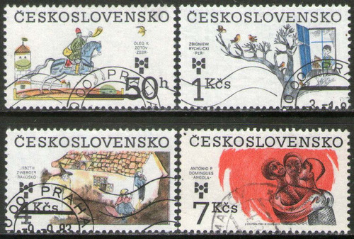 Checoslovaquia Serie X4 Sellos Usados Esculturas Checas 1983