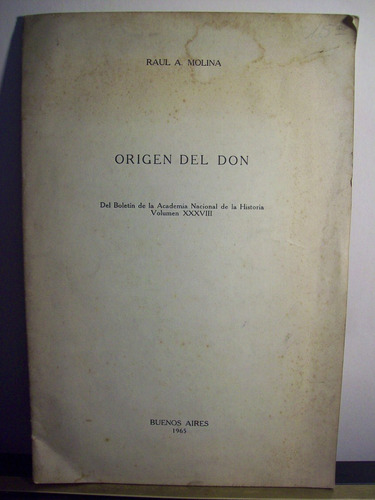 Adp Origen Del Don Raul Molina / Bs. As. 1965