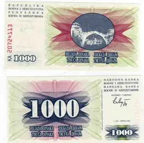 Comprar Billete De Bosnia De 1.000 Dinara Año 1992 Sin Circular