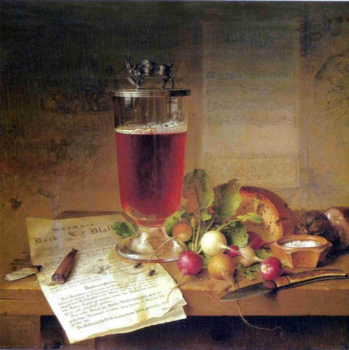 Lienzo Canvas Bodegón Cerveza Pan Oración Alemania 90x90