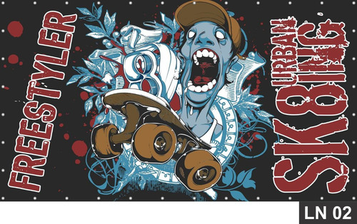 Imagem 3 de 6 de Painel De Festa Skate Skatista Esqueitista 3,00x1,40m Lona