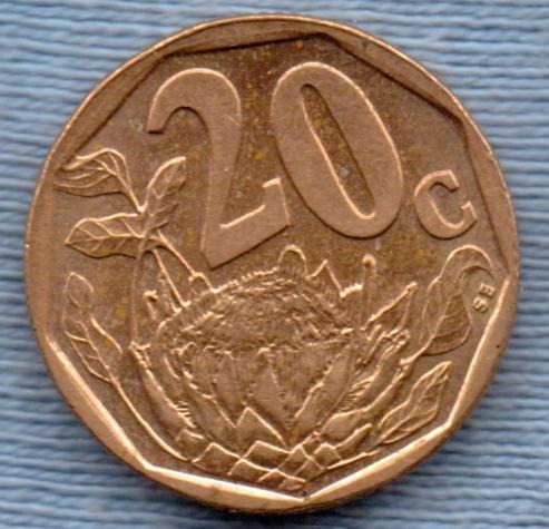 Sudafrica 20 Cents 1997 * Flores * Escudo *