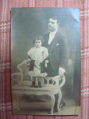 Antigua Foto Postal Padre E Hija Familia Decoracion