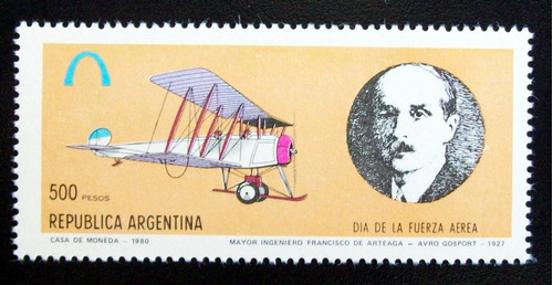 Argentina Aviones, Sello Gj 1933 Día Fza Aérea 80 Mint L5183