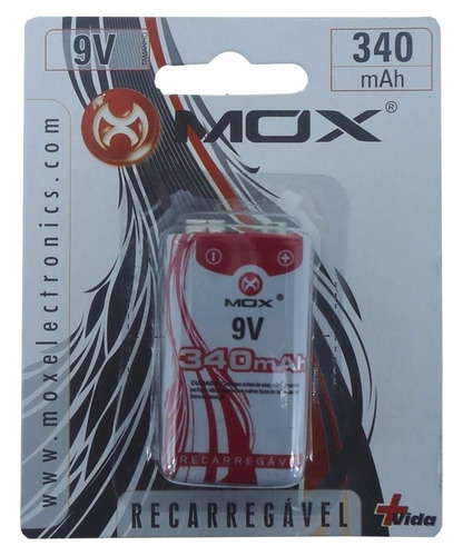 Bateria Mox Recarregável 9v 320 Mah Original Rádio Controle