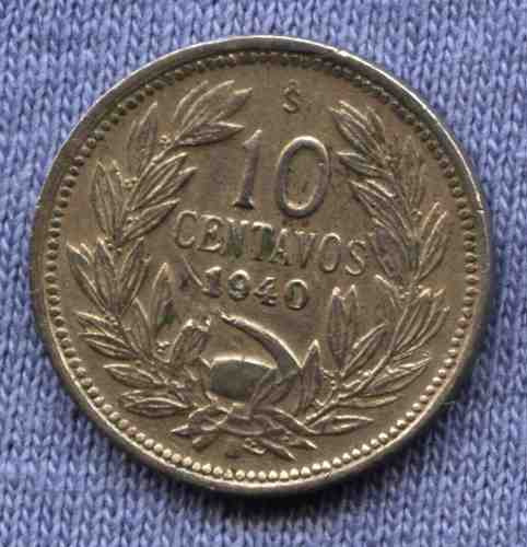 Chile 10 Centavos 1940 * Escudo *