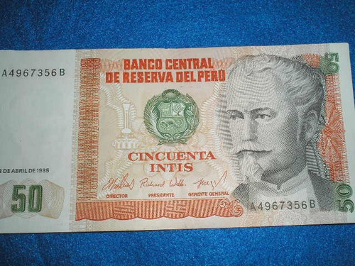 Peru Billete Antiguo 50 Intis - 03 De Abril 1985