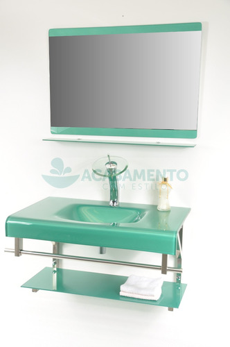 Gabinete De Vidro Banheiro 80 Cm Verde