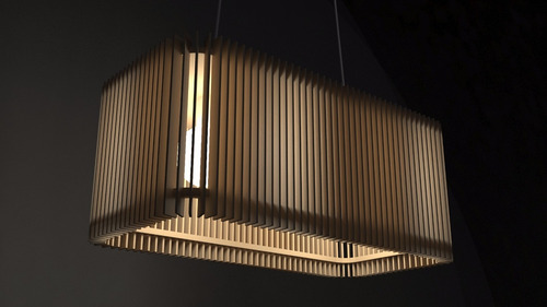 Lampara Colgante De Madera De Diseño Mdf Cube