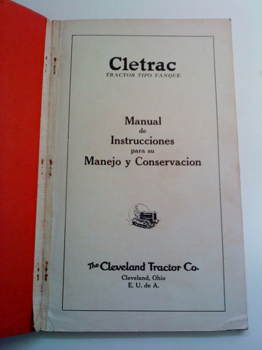 Único, Libro Manual 100% Original: Tractor Cletrac Cleveland