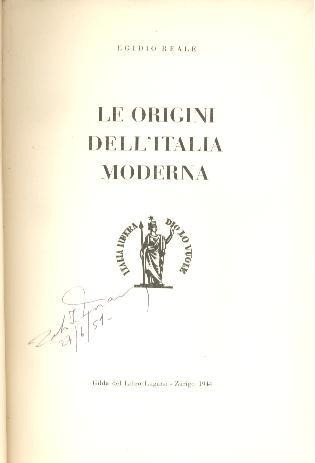 Los Origenes De La Italia Moderna Deegidio Reale En Italiano