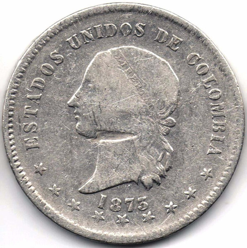 50 Centavos 1873 Bogotá Plata