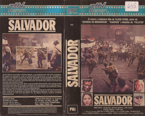 Salvador Vhs James Wood John Savage Oliver Stone