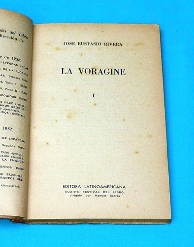 La Vorágine José Eustasio Rivera Tomo 1 Festival Libro
