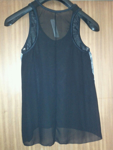 Musculosas Estampadas Gasa, En Negro Y Salmón Nuevas