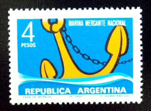 Argentina, Sello Gj 1391 Marina Mercante Nacional Mint L4905