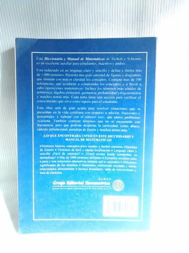 Diccionario Y Manual De Matematicas Nichols Schwartz