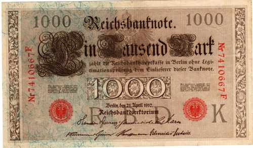 Billete De Alemania De 1.000 Marcos Del Año 1910 Excelente