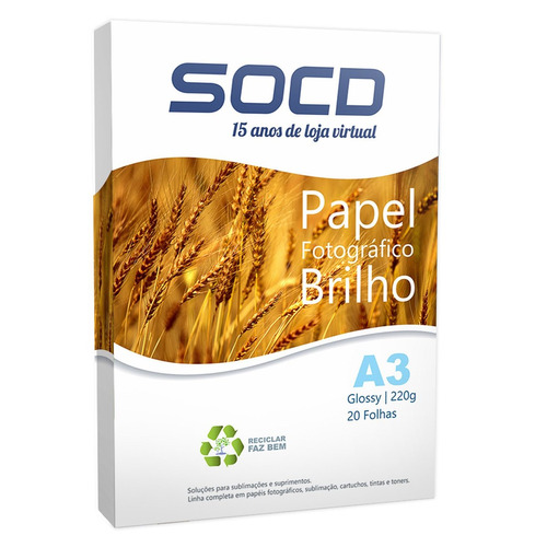 Papel Fotográfico Glossy (brilho) A3 220g - 20 Folhas