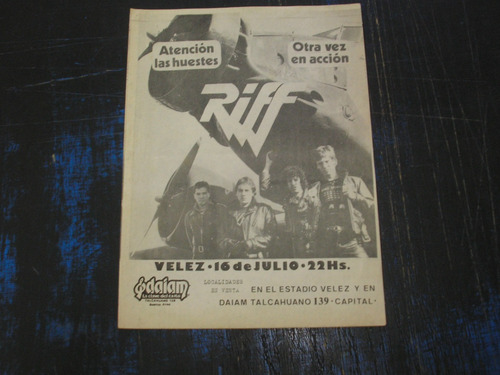 Riff....(publicidad Del Recital De Julio 1983..)