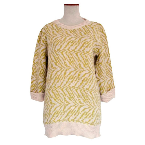 Sweater Pullover Tejido Hilo Algodón Print Mujer Estampado