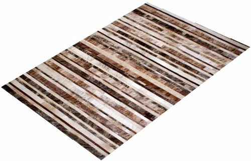 Imagen 3 de 6 de Alfombra Patchwork Tiras Cuero De Vaca Con Pelo. 1,2m X 1,8m