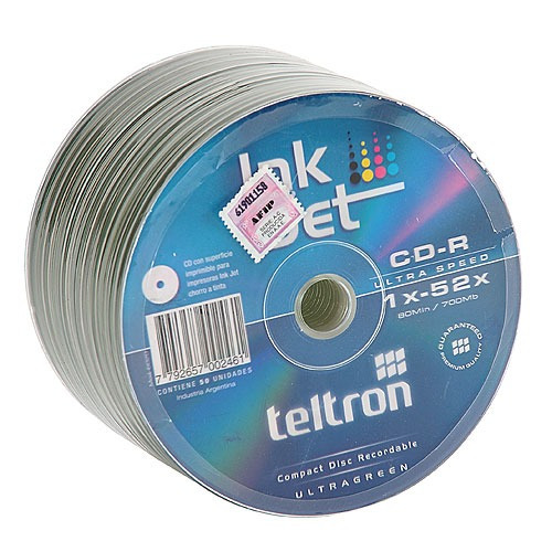 Cd-r Teltron 52x Imprimible Blanco Bulk X 50 Precio Unit