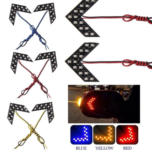 2 X Flecha Indicador De Cruce 14-smd Led Rojo Espejos