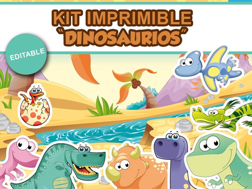 Kit Imprimible Editable Dinosaurios, Candy Bar, Golosinas