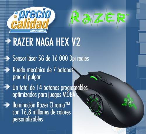 Mouse Gamer Razer Naga Hex V2 Chroma 16000 Dpi