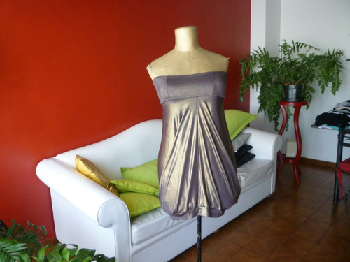  Vestido Metalizado!!!!!!!hermoso Fiesta Talle  M Usado