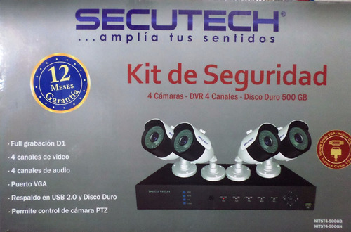 Kit Ciurcuito Cerrado Vigilancia Dvr 4 Cam/dd 500gb Secutech