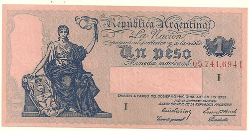 Billete 1 Peso Progreso Año 1941 Serie I Excelente+