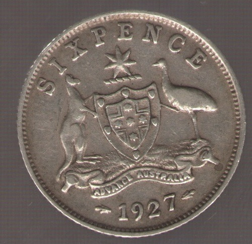 Australia 6 Pence 1927 M  Exc