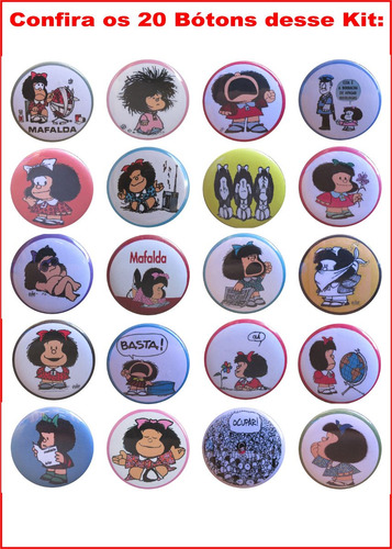 Kit: 20 Bottons Broche Mafalda