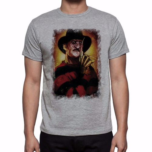 Camiseta Cinza Mescla Freddy Kruegger Face Terror 828