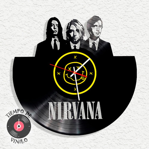 Reloj De Pared Elaborado En Disco De Lp Ref. Nirvana
