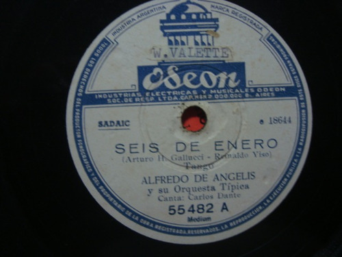 Disco Pasta Osean Alfredo De Angelis Y Su Orquesta Tipica.