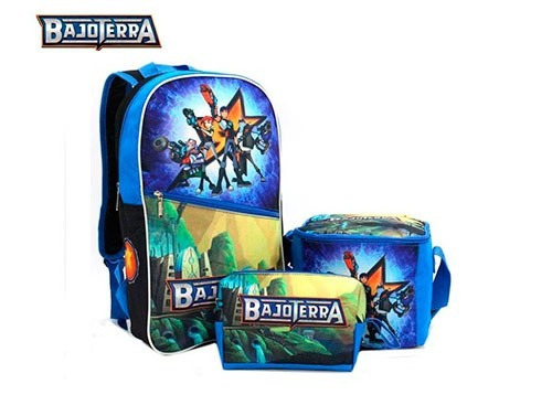 Set Mochila Lunchera Y Cartuchera Bajoterra - Oferta - Terra