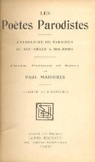 Los Poetas Parodicos De Paul Madieres Les Poetes Parodistes
