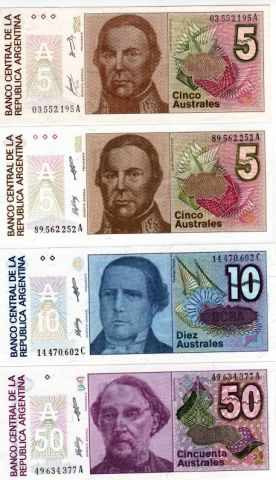 8 Billetes De Australes Sin Circular Catalogo 18 Dolares!!!!