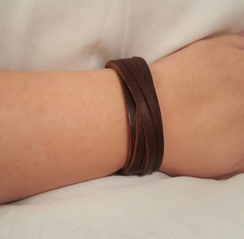 Imagen 6 de 6 de Pulsera Brazalete Muñequera De Cuero 100%genuino Unisex S/25