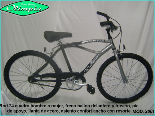 Bicicleta R24 Tipo Playera Freno Manual Nene Olimpia