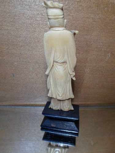 Antigua Talla Figura Oriental Ox Bone Material Noble Ivory