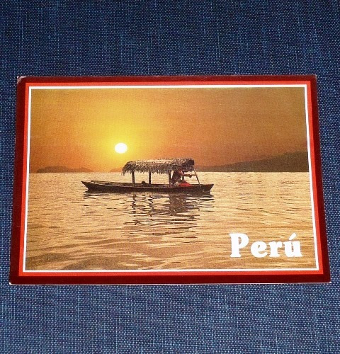 Antigua Postal Río Amazonas Crepúsculo Iquitos Perú 1982