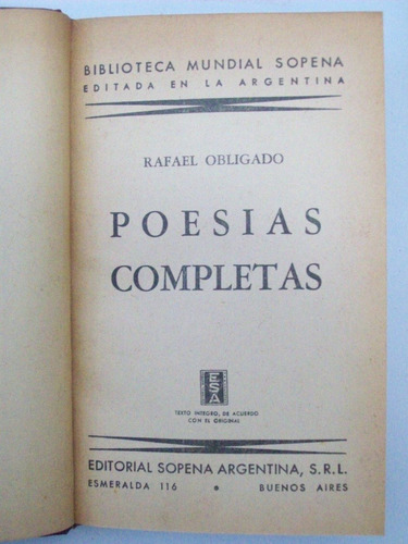 Rafael Obligado Poesias Completas Primera Edicion Encuad (11