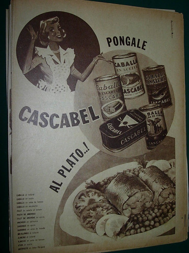 Publicidad Vintage Clipping Latas Productos Cascabel Plato