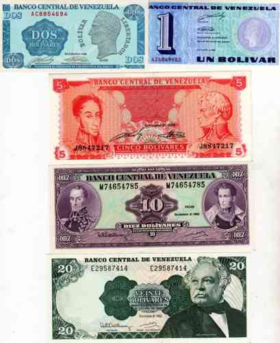 5 Billetes De Venezuela Año 1989 A 1992 Sin Circular